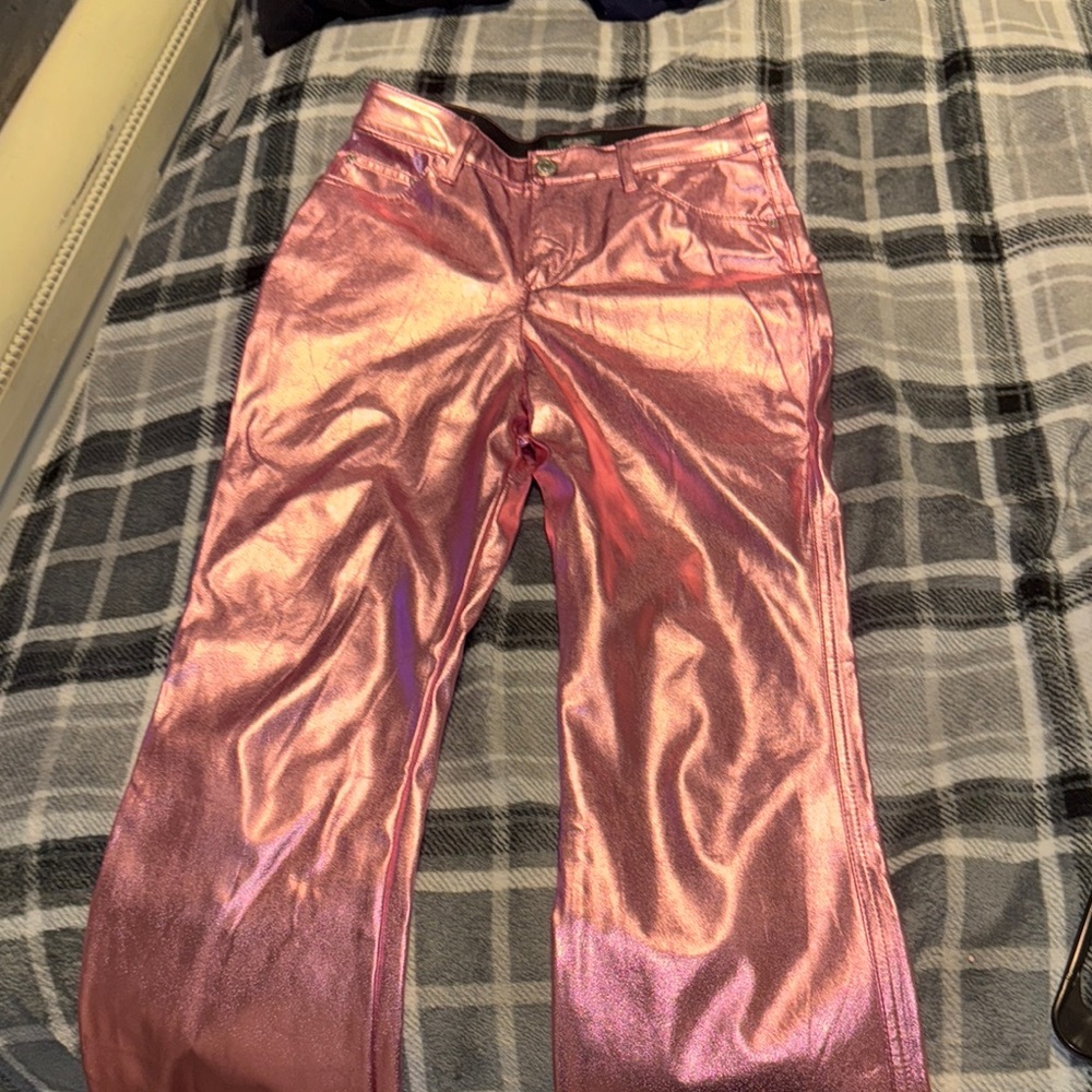 Wild Fable Shiny Pink Metallic Flare Pants